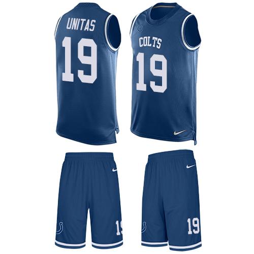 Nike Colts #19 Johnny Unitas Royal Blue Team Color Men's Stitched NFL Limited Tank Top Suit Jersey - Click Image to Close